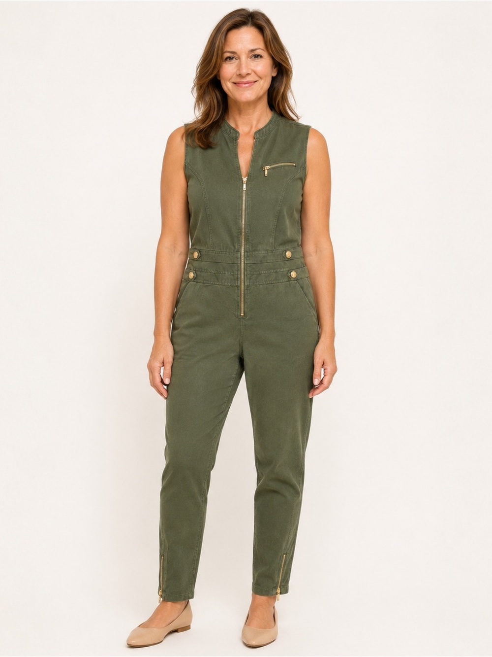 VENUS Olive Green Utility Moto Jumpsuit Size 10